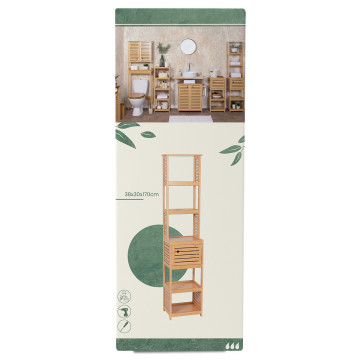 Colonne de rangement 1 porte bambou Trinidad - Le Dépôt Bailleul