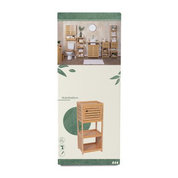 Meuble bas 1 porte bambou Trinidad - Le Dépôt Bailleul