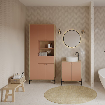 Armoire salle de bain avec miroir 5 portes 1 tiroir Elisa - Le Dépôt Bailleul