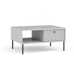 Table basse 1 porte 1 niche blanc mat Iris - Le Dépôt Bailleul