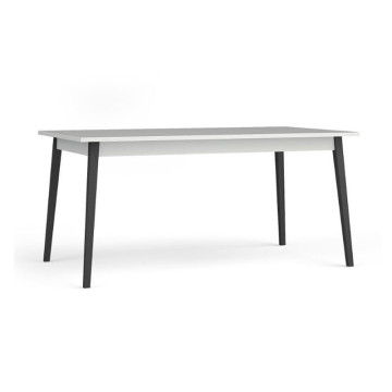 Table à manger 180 x 90 cm blanc mat et noir Iris - Le Dépôt Bailleul