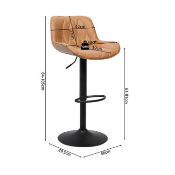 Tabouret de bar réglable Lola PU cognac - Le Dépôt Bailleul