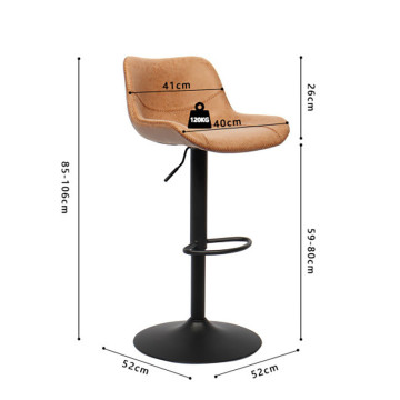 Tabouret de bar réglable Tilda PU cognac - Le Dépôt Bailleul