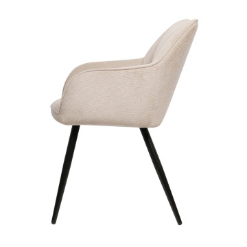 Chaise repas Rio beige pieds métal noir Takasit - Le Dépôt Bailleul