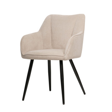 Chaise repas Rio beige pieds métal noir Takasit - Le Dépôt Bailleul
