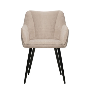 Chaise repas Rio beige pieds métal noir Takasit - Le Dépôt Bailleul