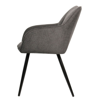 Chaise repas Rio gris foncé pieds métal noir Takasit - Le Dépôt Bailleul
