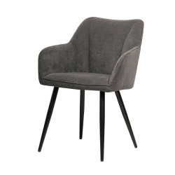 Chaise repas Rio gris foncé pieds métal noir Takasit - Le Dépôt Bailleul