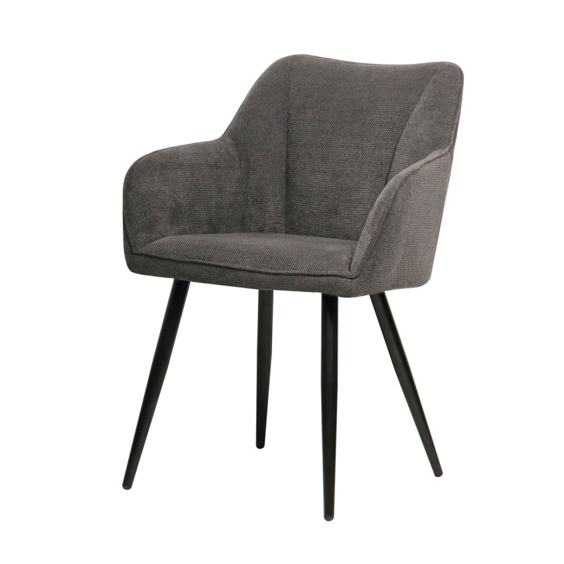 Chaise repas Rio gris foncé pieds métal noir Takasit - Le Dépôt Bailleul