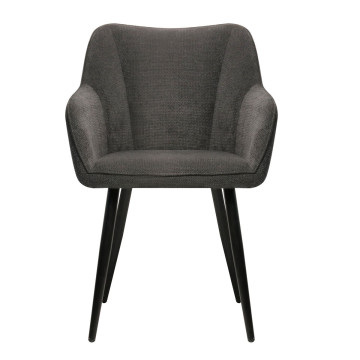 Chaise repas Rio gris foncé pieds métal noir Takasit - Le Dépôt Bailleul