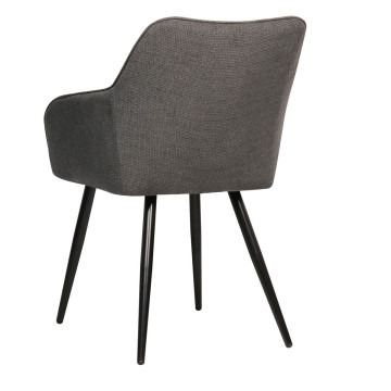 Chaise repas Rio gris foncé pieds métal noir Takasit - Le Dépôt Bailleul