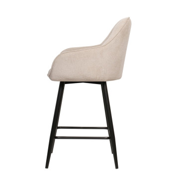Tabouret de bar Rio beige pieds métal noir - Le Dépôt Bailleul