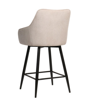 Tabouret de bar Rio beige pieds métal noir - Le Dépôt Bailleul