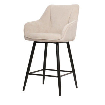 Tabouret de bar Rio beige pieds métal noir Takasit - Le Dépôt Bailleul
