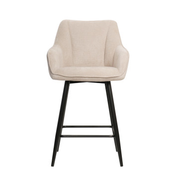 Tabouret de bar Rio beige pieds métal noir Takasit - Le Dépôt Bailleul