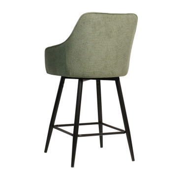 Tabouret de bar Rio vert pieds métal noir Takasit - Le Dépôt Bailleul