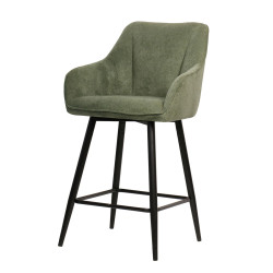 Tabouret de bar Rio vert pieds métal noir Takasit - Le Dépôt Bailleul