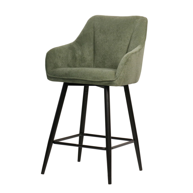 Tabouret de bar Rio vert pieds métal noir Takasit - Le Dépôt Bailleul