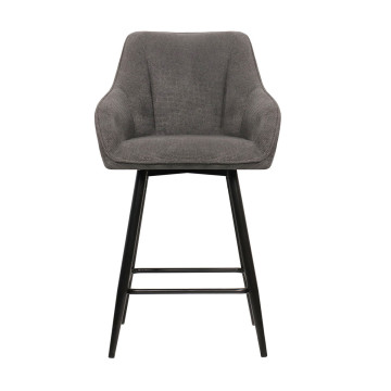 Tabouret de bar Rio gris foncé pieds métal noir Takasit - Le Dépôt Bailleul