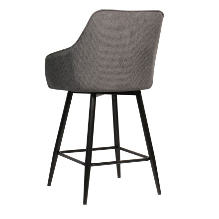 Tabouret de bar Rio gris foncé pieds métal noir Takasit - Le Dépôt Bailleul