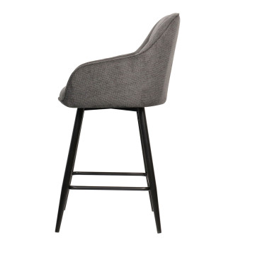 Tabouret de bar Rio gris foncé pieds métal noir Takasit - Le Dépôt Bailleul