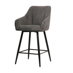 Tabouret de bar Rio gris foncé pieds métal noir Takasit - Le Dépôt Bailleul