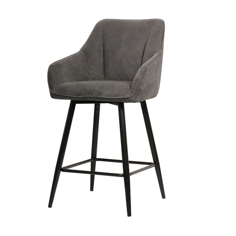 Tabouret de bar Rio gris foncé pieds métal noir Takasit - Le Dépôt Bailleul