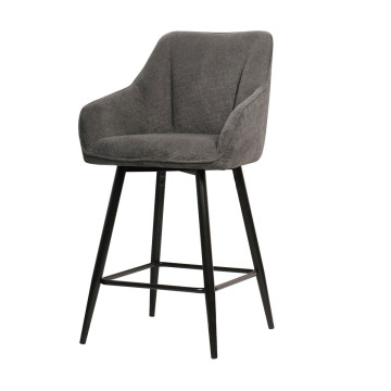Tabouret de bar Rio gris foncé pieds métal noir Takasit - Le Dépôt Bailleul
