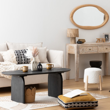 Tabouret d'appoint Inuit bouclette blanc Atmosphera - Le Dépôt Bailleul