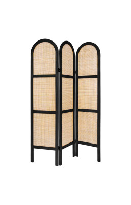 Paravent cannage et bois 3...