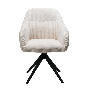 Chaise pivotante velours côtelé beige Thélyo - Le Dépôt Bailleul