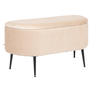 Banc coffre en velours beige Solaro Atmosphera - Le Dépôt Bailleul