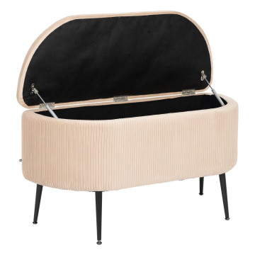Banc coffre en velours beige Solaro Atmosphera - Le Dépôt Bailleul
