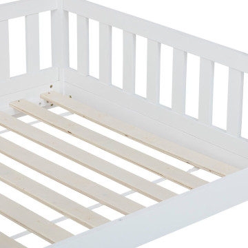 Lit cabane 90x190 en bois sans matelas blanc Bosco Atmosphera - le dépôt Bailleul