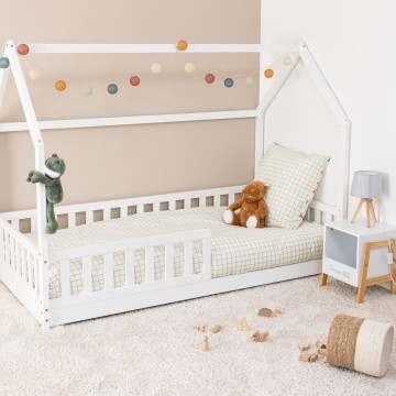 Lit cabane 90x190 en bois sans matelas blanc Bosco Atmosphera - le dépôt Bailleul