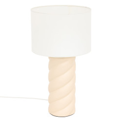 Lampe cylindre Noly 44 cm céramique beige Atmosphera - Le Dépôt Bailleul