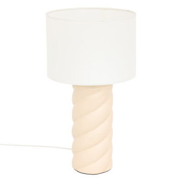 Lampe cylindre Noly 44 cm céramique beige Atmosphera - Le Dépôt Bailleul