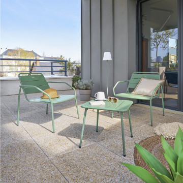 Fauteuil salon extérieur métal Phuket olive Hespéride - Le Dépôt Bailleul