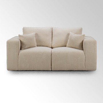 Canapé 2 places tissu côtelé Sharm beige - Le Dépôt Bailleul