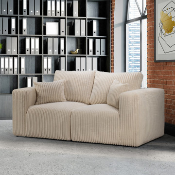 Canapé 2 places tissu côtelé Sharm beige - Le Dépôt Bailleul