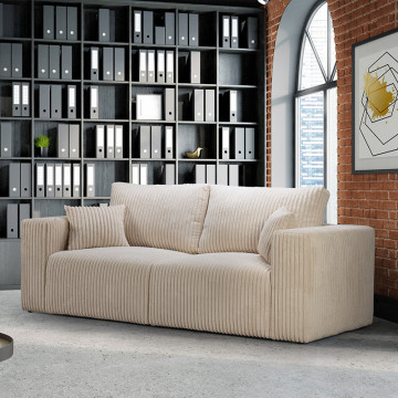 Canapé 3 places tissu côtelé Sharm beige - Le Dépôt Bailleul
