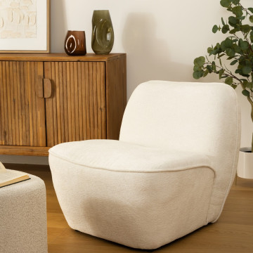 Fauteuil chauffeuse chenille blanc Minari Atmosphera - Le Dépôt Bailleul