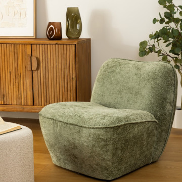 Fauteuil chauffeuse chenille vert Minari Atmosphera - Le Dépôt Bailleul