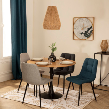 Chaise tissu Sirac gris foncé pieds métal Atmosphera - Le Dépôt Bailleul