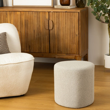 Pouf galet bouclette gris petit modèle Estria Atmosphera - Le Dépôt Bailleul