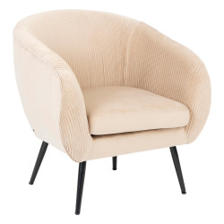Fauteuil velours beige Solaro Atmosphera - Le Dépôt Bailleul