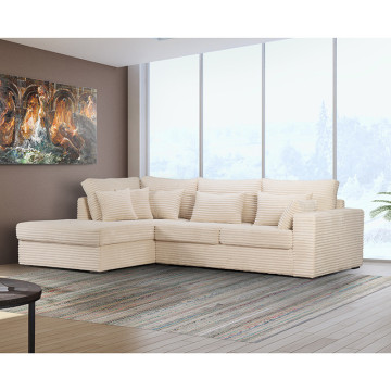 Canapé d'angle gauche velours côtelé beige Toronto - Le Dépôt Bailleul