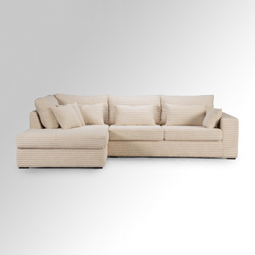 Canapé d'angle gauche velours côtelé beige Toronto - Le Dépôt Bailleul