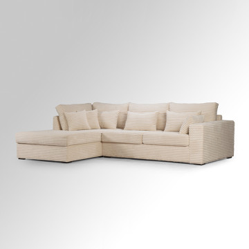 Canapé d'angle gauche velours côtelé beige Toronto - Le Dépôt Bailleul