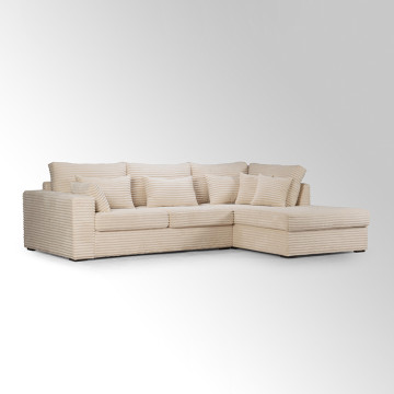 Canapé d'angle droit velours côtelé beige Toronto - Le Dépôt Bailleul